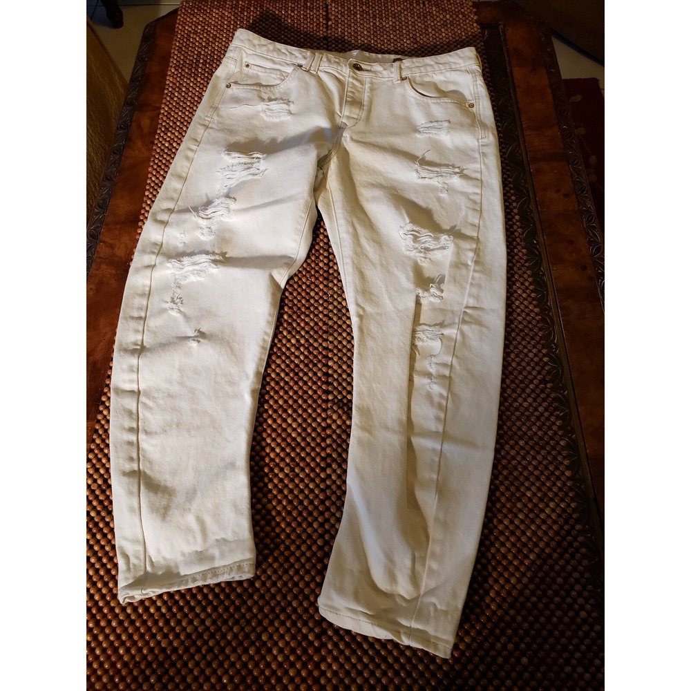 Women's MNG by Angie Boyfriend White Jeans Size Eur-42 USA-10